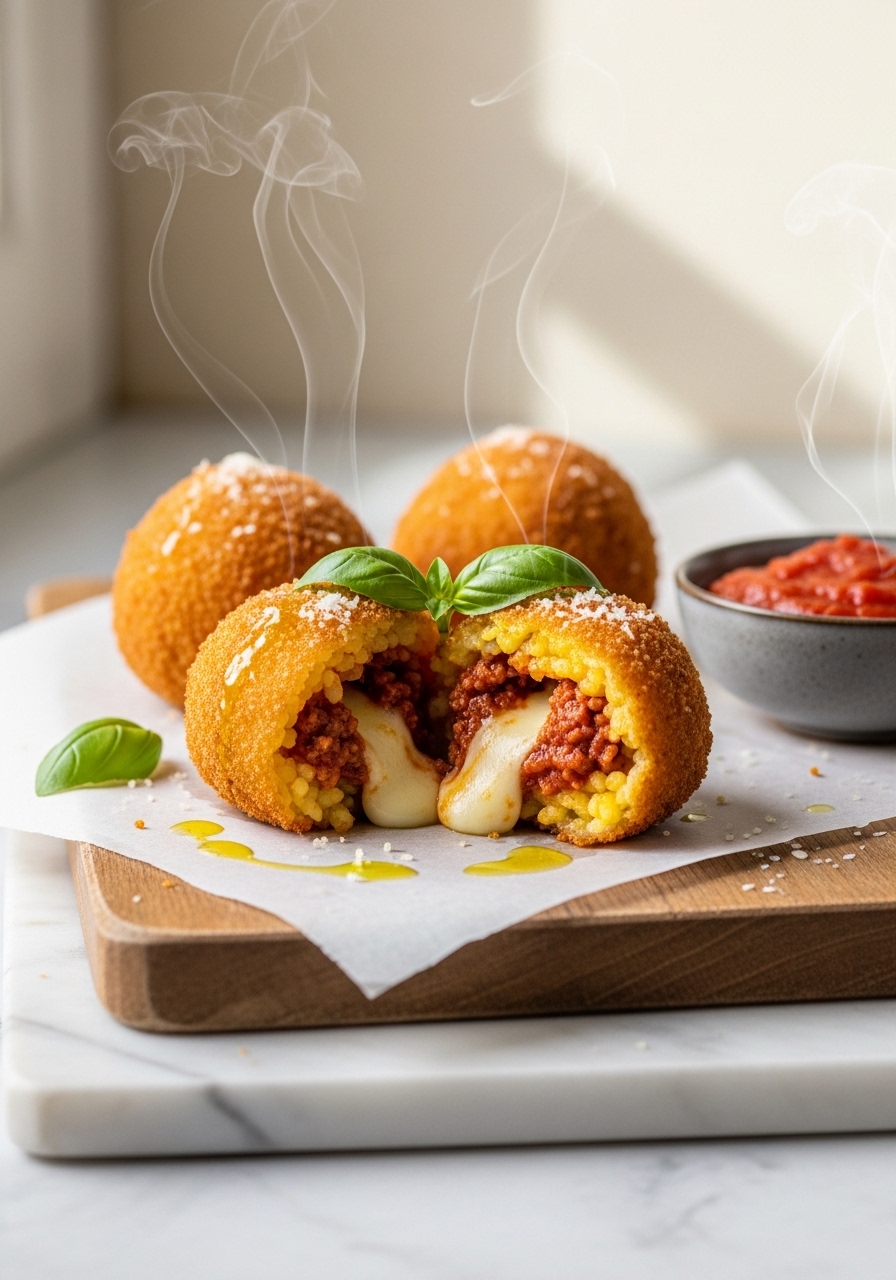 Arancini siciliani dorati fritti