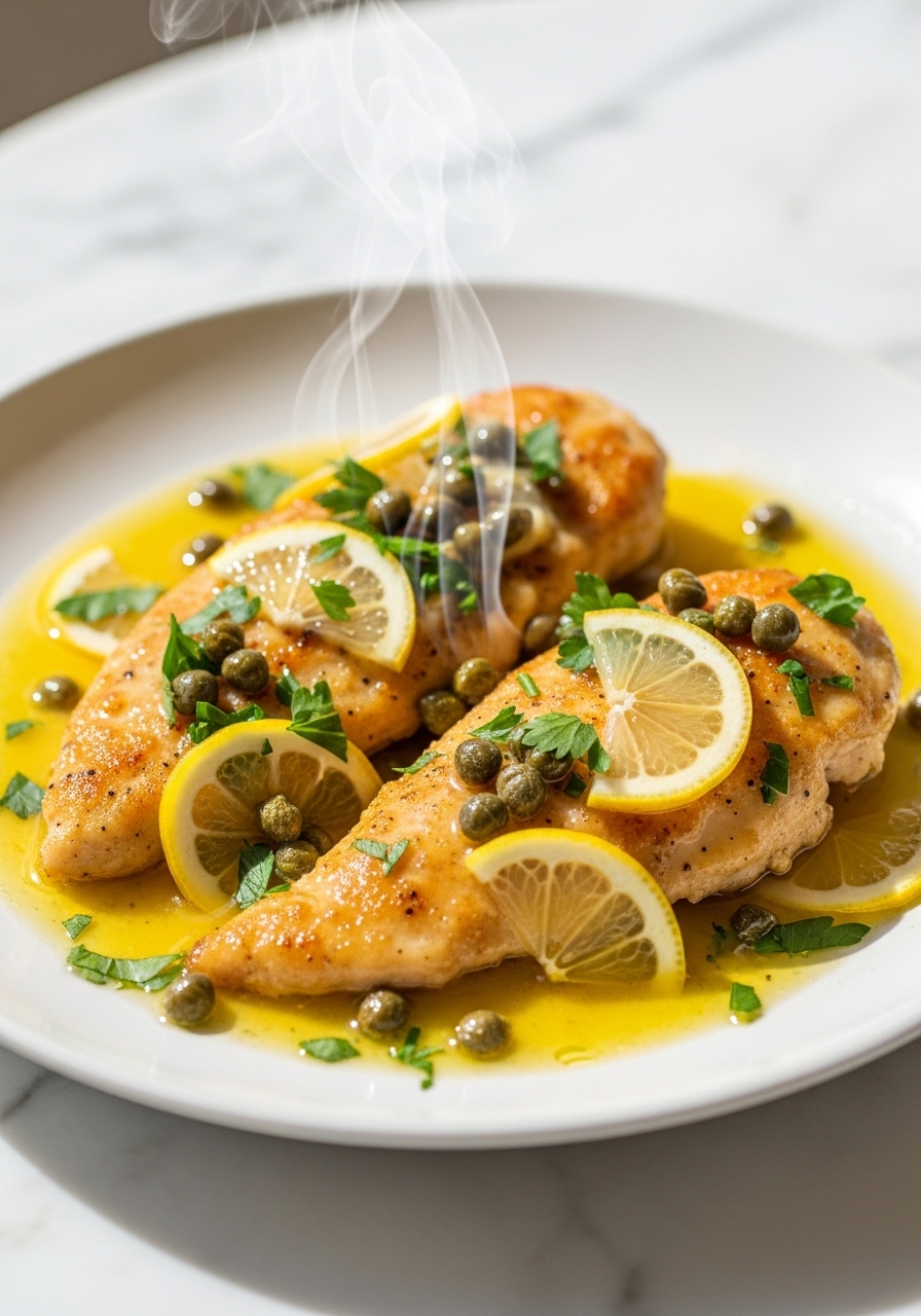 Pollo alla piccata con salsa al limone e capperi