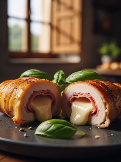 Involtini di Pollo Ripieni — Prosciutto, Provola e Basilico — dettaglio
