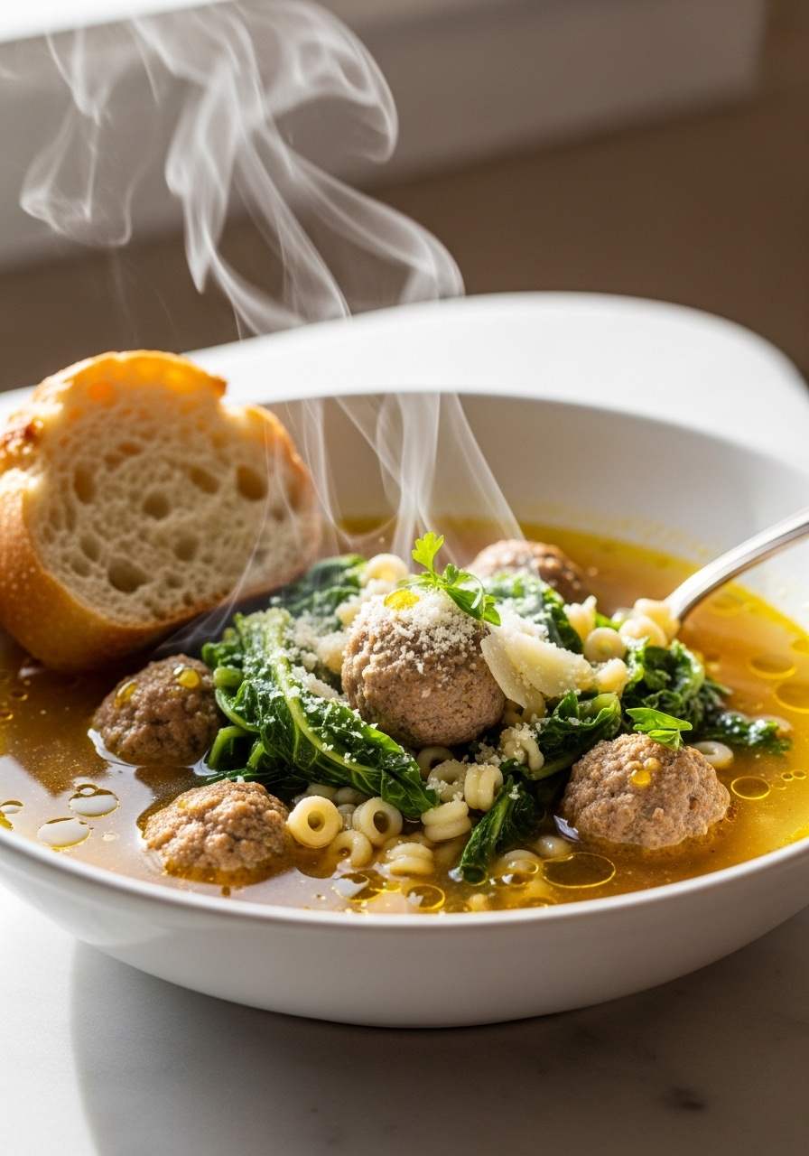 Minestra maritata con polpettine e scarola