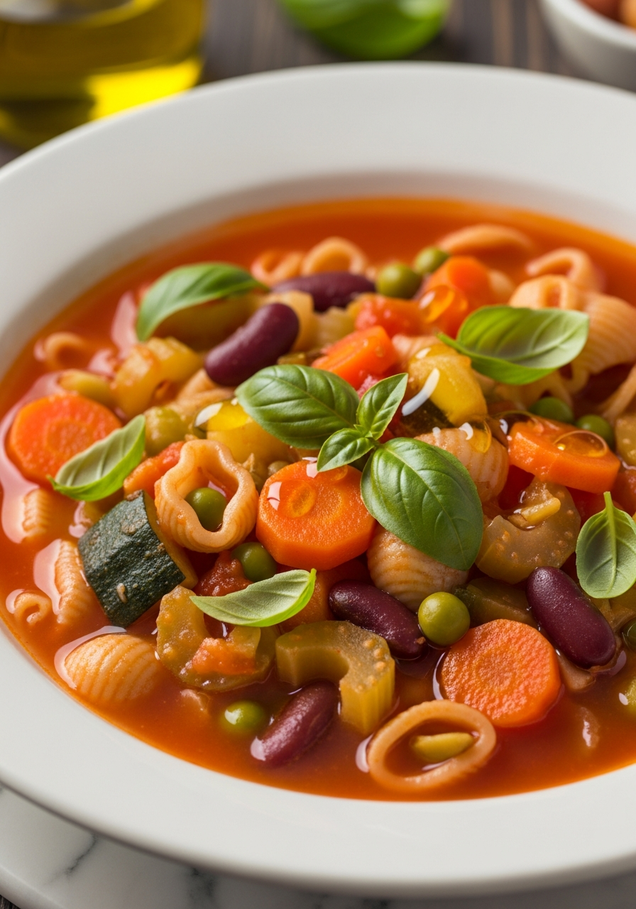 Minestrone italiano autentico con verdure e fagioli
