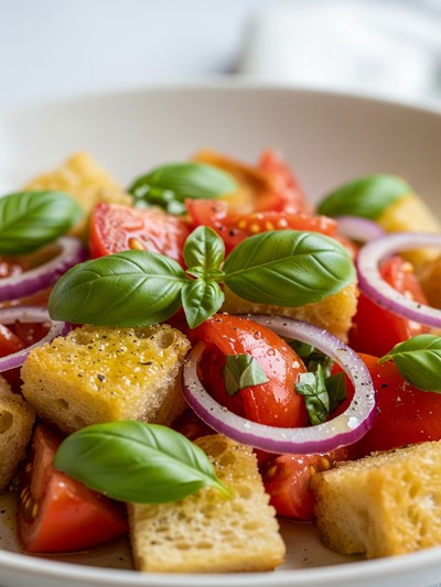 Panzanella Toscana — L'Insalata di Pane Estiva Originale — dettaglio