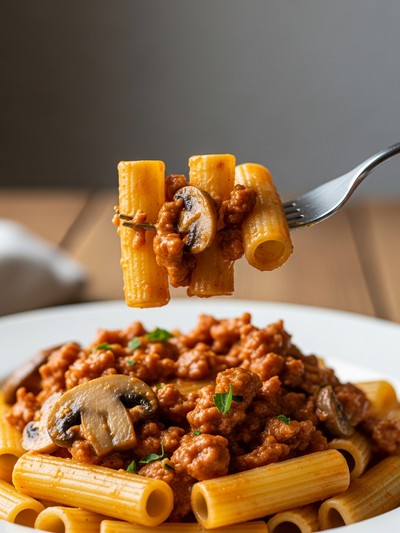 Pasta alla Boscaiola — Funghi, Salsiccia e Crema — dettaglio