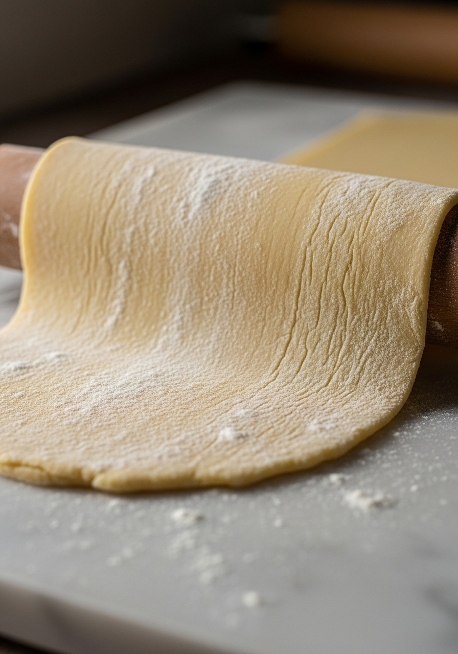 Tagliatelle fresche all'uovo sul tagliere, pronte per la cottura