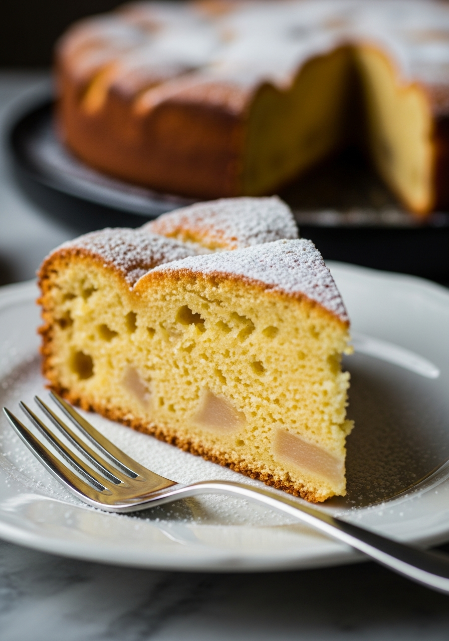 Torta di mele italiana soffice con zucchero a velo