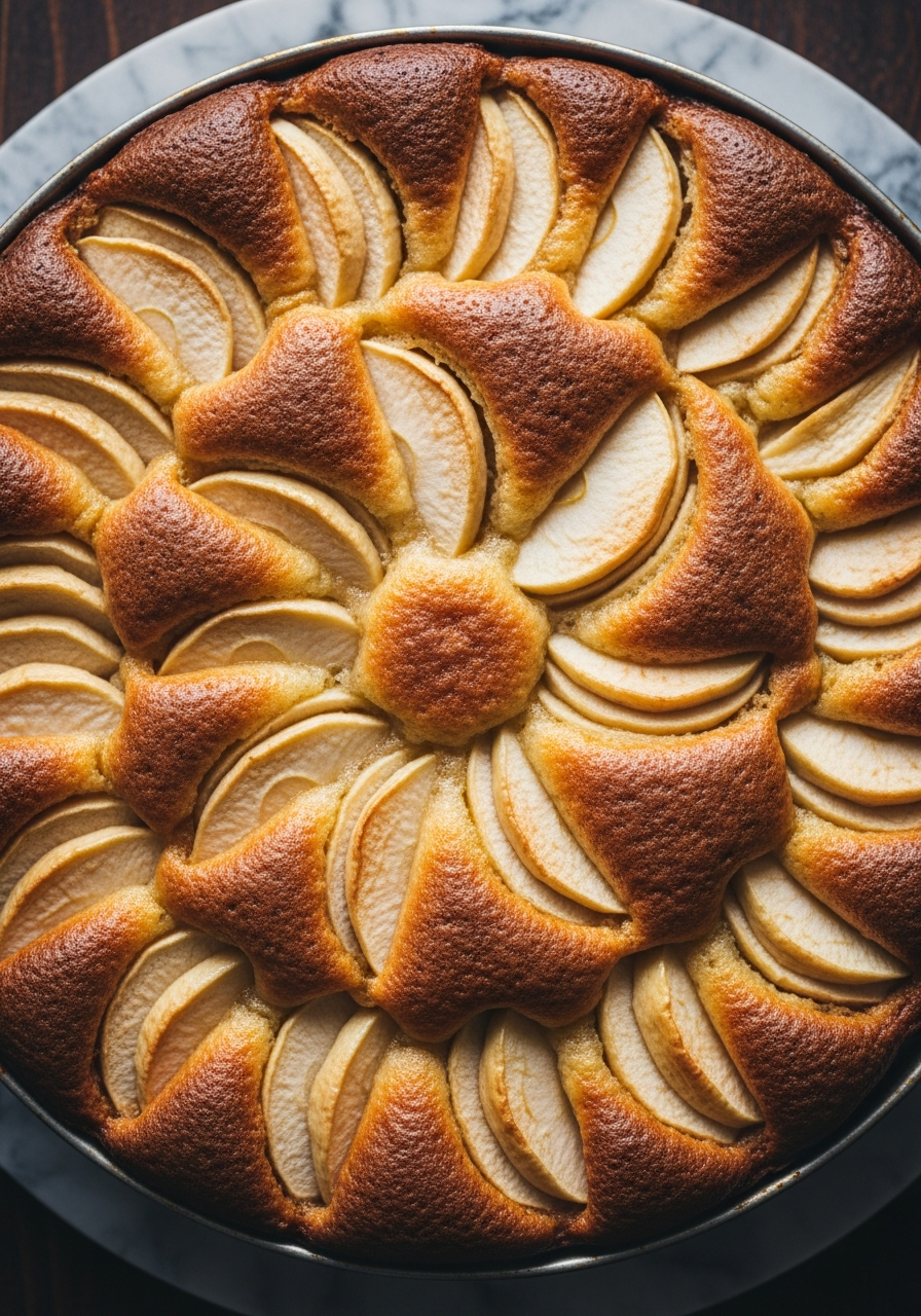 Torta di mele intera prima di essere tagliata